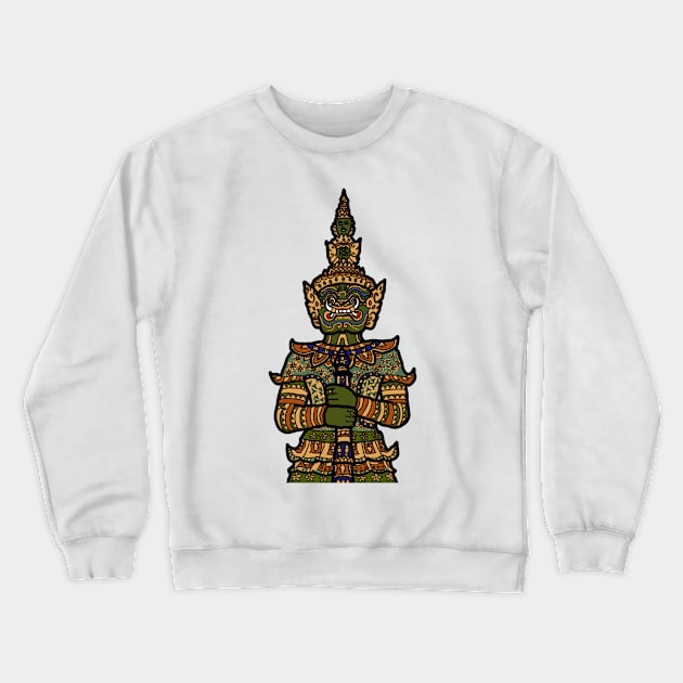 Thai Yaksha or Yaksa is a demon giant and a guardian of the gate at Wat Phra Kaew, Bangkok, Thailand Crewneck Sweatshirt by Nalidsa